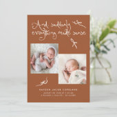 Faire-part de naissance Doodle Cute Bows Terracott (Debout devant)
