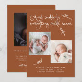 Faire-part de naissance Doodle Cute Bows Terracott (Devant / Derrière)