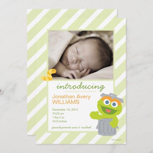 Faire-part de naissance d'Oscar le Grouch (Devant / Derrière)