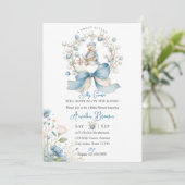 Faire-part de naissance d'outarde fantaisiste bleu (Debout devant)
