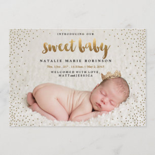 Faire-part de naissance DOUX de BÉBÉ de CONFETTIS