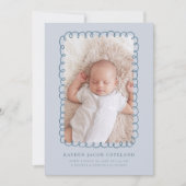 Faire-part de naissance du cadre de Doodle bleu (Devant)