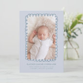 Faire-part de naissance du cadre de Doodle bleu (Debout devant)