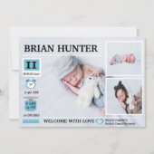 Faire-part de naissance du tableau des naissances (Devant)