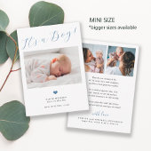 Faire-part de naissance d'un bébé garçon avec 3 ph