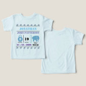 Faire-part de naissance d'un éléphant bébé bleu mi (Design Recto & Verso)
