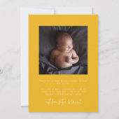 Faire-part de naissance écriture jaune multi photo (Dos)