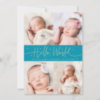 Faire-part de naissance écriture manuscrite Aqua B