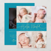Faire-part de naissance écriture manuscrite Aqua B (Devant / Derrière)