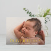 Faire-part de naissance élégant avec photo complèt (Debout devant)