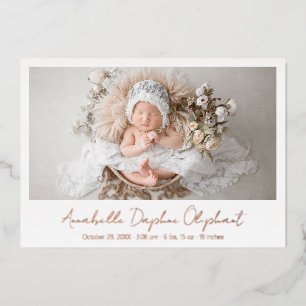 Faire-part de naissance élégant avec photo Rose Go