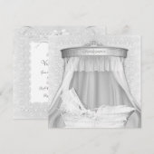 Faire-part de naissance élégant blanc pur (Devant / Derrière)