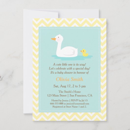 Faire-part de naissance élégant Chevron Canard Mig (Devant)
