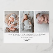 Faire-part de naissance élégant pour bébé avec cal (Verso)