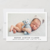 Faire-part de naissance élégant pour bébé garçon e (Devant)