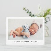 Faire-part de naissance élégant pour bébé garçon e (Debout devant)