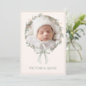 Faire-part de naissance élégant vintage pour bébé (Debout devant)