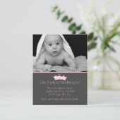 Faire-part de naissance élégante Couronne rose béb (Debout devant)