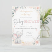 Faire-part de naissance éléphant aquarelle (Debout devant)