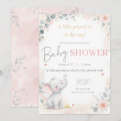 Faire-part de naissance éléphant aquarelle (Devant / Derrière)