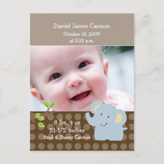 Faire-part de naissance éléphant bébé PHOTO person