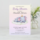 Faire-part de naissance éléphant mignon endormi (Debout devant)