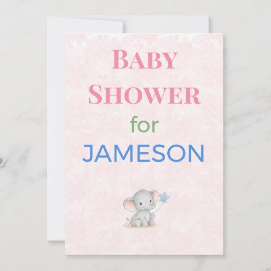 Faire-part de naissance éléphant personnalisé avec (Devant)