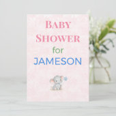 Faire-part de naissance éléphant personnalisé avec (Debout devant)
