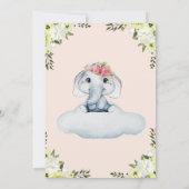 Faire-part de naissance éléphant pour bébé fille (Dos)