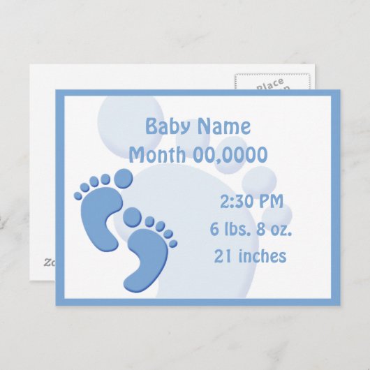 Faire-part de naissance empreinte de pieds bébé ga (Devant / Derrière)