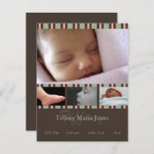 Faire-part de naissance en bande rose (Devant / Derrière)