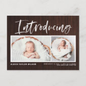 Faire-part de naissance en bois rustique Calligrap (Devant)