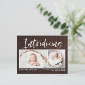 Faire-part de naissance en bois rustique Calligrap (Debout devant)