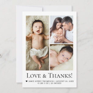 Faire-part de naissance en collage photo Amour & R