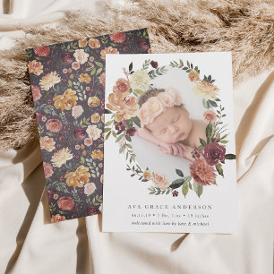 Faire-part de naissance en fleur rustique