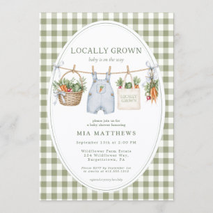 Faire-part de naissance en vichy vert sauge Locall