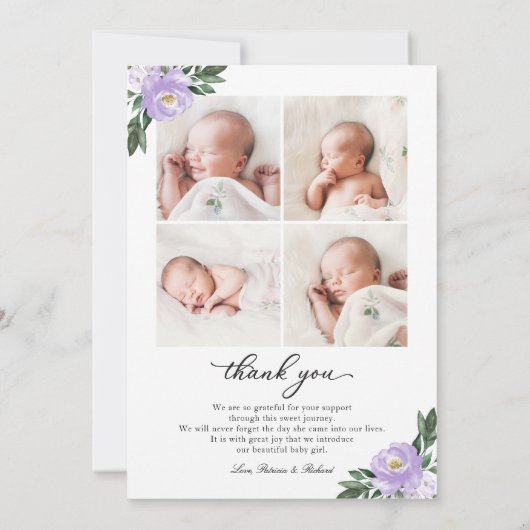 Faire-part de naissance et Carte de remerciements (Dos)