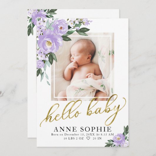 Faire-part de naissance et Carte de remerciements (Devant / Derrière)