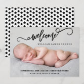 Faire-part de naissance étoile de bienvenue modern (Devant / Derrière)