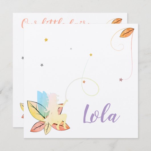 Faire-part de naissance fée de l'automne (Devant / Derrière)