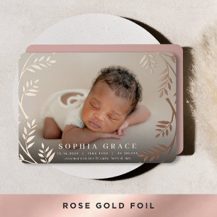 Faire-part de naissance Feuille de laurier dorée
