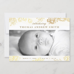 Faire-part de naissance feuille or