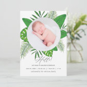 Faire-part de naissance Feuille tropical (Debout devant)