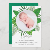 Faire-part de naissance Feuille tropical (Devant / Derrière)