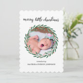 Faire-part de naissance Feuilles de houx Noël | Ph (Debout devant)