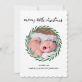 Faire-part de naissance Feuilles de houx Noël | Ph (Devant)