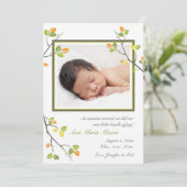 Faire-part de naissance Feuilles et Branches (Debout devant)
