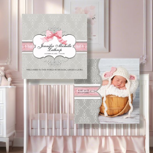 Faire-part de naissance Fille au noeud papillon en