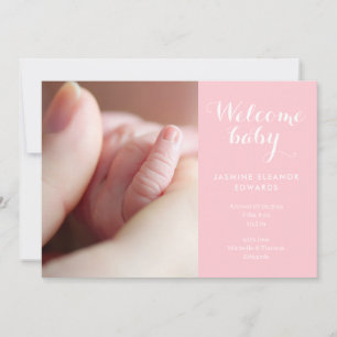 Faire-part de naissance fille avec monogramme rose