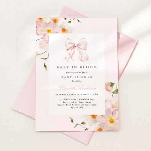 Faire-Part de Naissance Fille "Bébé en Fleur" Rose
